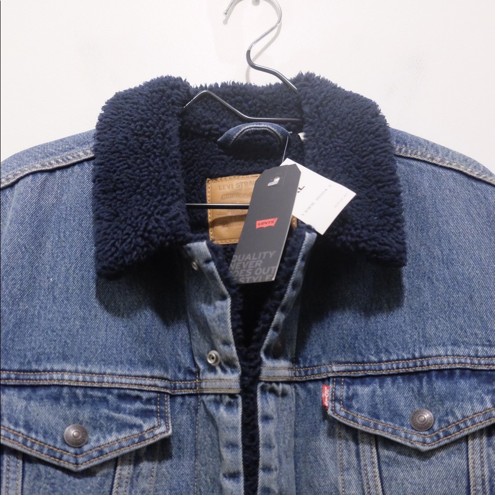 Big E Levi’s Blue Sherpa Denim Jean Jacket Sz XL